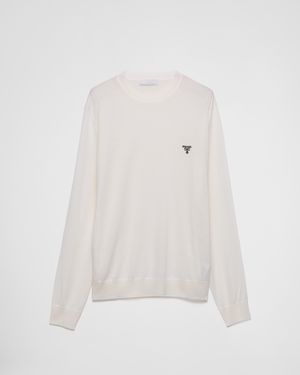 Prada Superfine Wool Crew-Neck Jumper - White