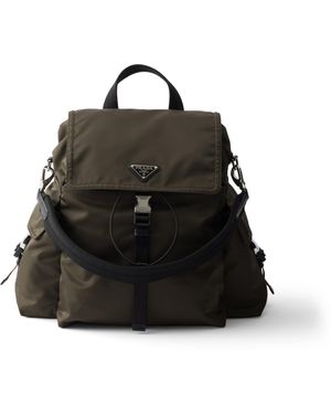 Prada Mochila Explore De Re-Nylon Y Piel, Hombre - Negro