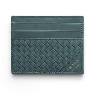 Prada Tarjetero De Piel, Hombre - Azul