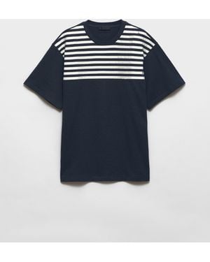 Prada Oversized Striped Cotton T-Shirt - Blue