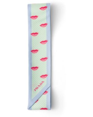 Prada Pañuelo Fino En Sarga De Seda Estampada, Mujer - Blanco