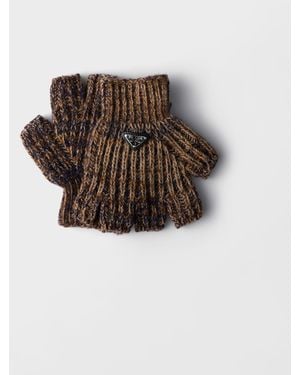 Prada Wool And Cashmere Gloves - Brown