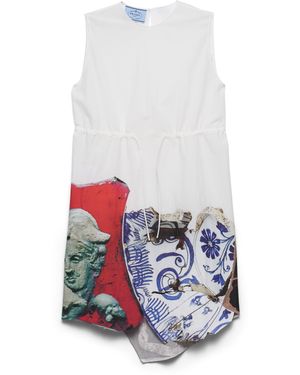 Prada Vestido De Tejido Compacto Estampado, Mujer, Talla - Blanco