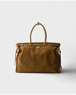 Prada Bonnie Suede Tote Bag - Brown