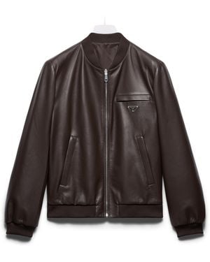 Prada Chaqueta Bomber De Napa, Hombre, Talla - Marrón