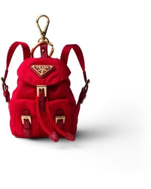 Prada Llavero Charm Mini Icon En Re-Nylon, Mujer - Rojo
