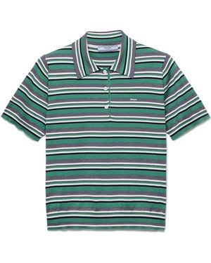Prada Polo De Algodón A Rayas De Manga Corta, Mujer, Talla - Verde