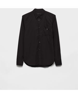Prada Triangle-Logo Long-Sleeve Cotton Shirt Xxl - Black