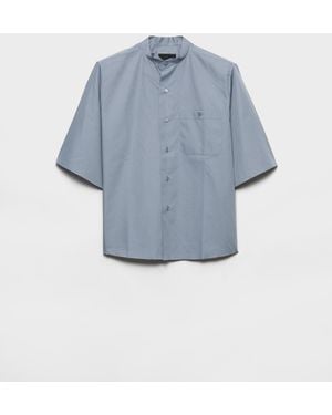 Prada Short-Sleeved Cotton Blend Shirt - Blue