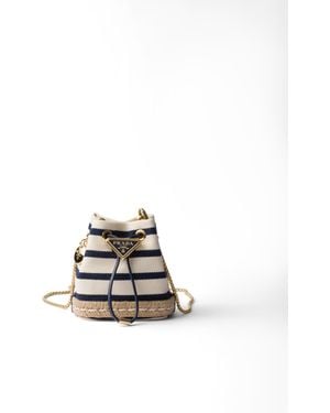 Prada Minipouch De Tela A Rayas, Mujer - Blanco