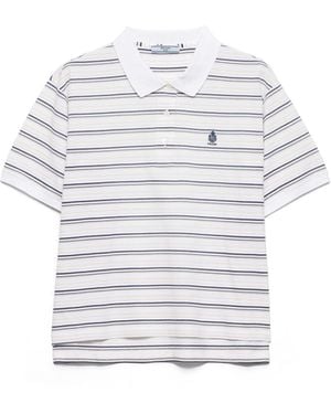 Prada Polo De Piqué A Rayas, Mujer, Talla - Blanco