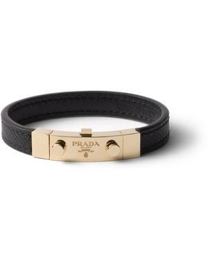 Prada Pulsera De Piel Saffiano, Mujer, Talla - Negro