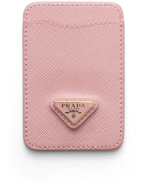 Prada Tarjetero De Piel Saffiano, Mujer - Rosa
