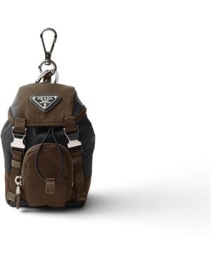 Prada Colgante De Llavero Mini Icon Re-Nylon, Hombre - Blanco
