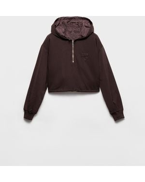Prada Felpa Reversibile Con Cappuccio - Marrone