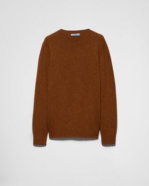 Prada Pull À Col Rond En Laine Et Cachemire - Marron