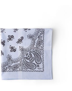 Prada Bufanda De Batista Estampada, Hombre - Azul