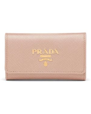Prada Llavero De Piel Saffiano, Mujer - Rosa