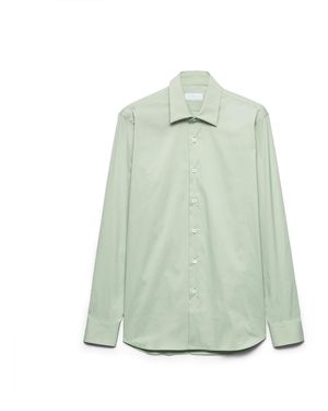 Prada Camisa De Algodón Elástico, Hombre, Talla - Verde