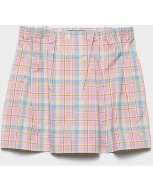 Prada Mini-Jupe En Coton À Carreaux - Rose