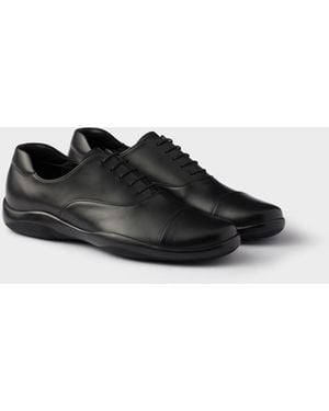 Prada Toblach Laced Leather Shoes - Black