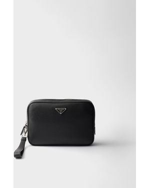 Prada Pouch Aus Leder - Schwarz