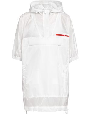 Prada Impermeable Con Capucha Antidesgarro - Blanco