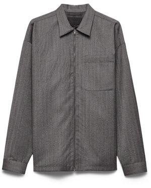 Prada Camisa De Lana Con Cremallera, Hombre, Talla - Gris