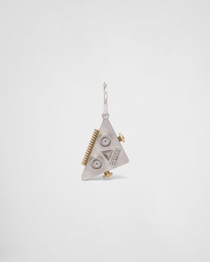 Prada Left Earring With Robot Jewels Pendant - White