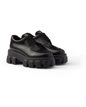 Prada Zapatos Monolith De Piel Cepillada, Mujer, Talla - Negro