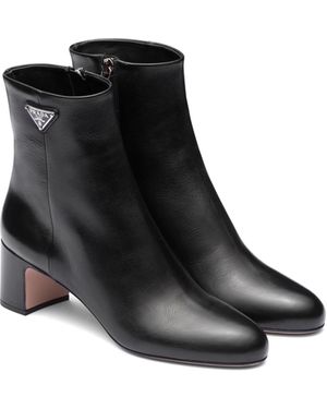 Prada Botines con placa del logo - Negro