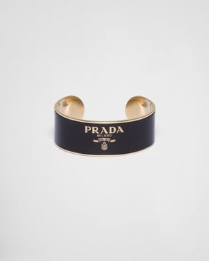 Prada Manschettenarmband Aus Emailliertem Metall - Weiß