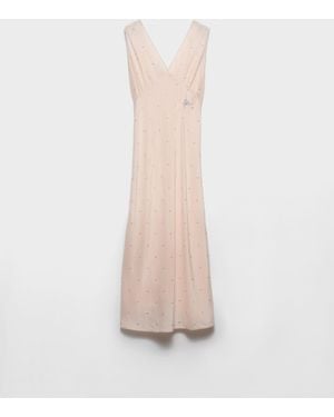Prada Embroidered Vintage-Effect Habutai Silk Dress - White