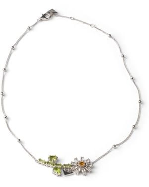 Prada Collar De Metal Con Cristales, Mujer - Blanco