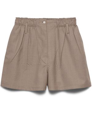 Prada Pantalones Cortos De Lana Mouliné - Blanco