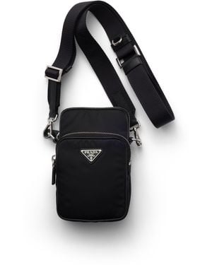 Prada Funda Para Smartphone De Re-Nylon Y Piel Saffiano, Hombre - Negro