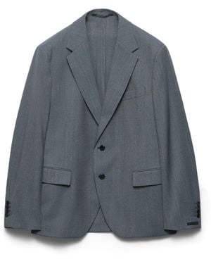 Prada Chaqueta De Lana De Botonadura Simple, Hombre, Talla - Azul
