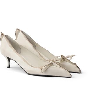 Prada Zapatos De Tacón De Piel Envejecida, Mujer, Talla - Blanco