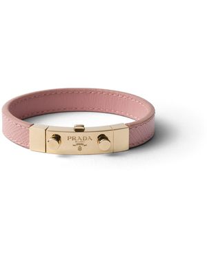 Prada Pulsera De Piel Saffiano, Mujer, Talla - Rosa