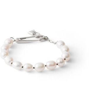 Prada Brazalete De Metal Con Perlas, Mujer - Blanco