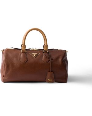 Prada Bolso Con Asa De Piel Grande, Mujer - Marrón