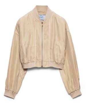 Prada Chaqueta Bomber Corta De Seda Estilo Envejecido, Mujer, Talla - Neutro