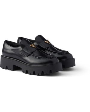 Prada Mocasines Stride De Piel Cepillada, Mujer, Talla - Negro