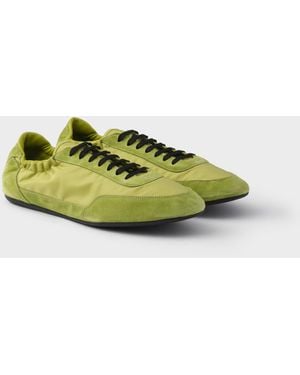 Prada Sneakers Élastiques Collapse En Re-Nylon Et Veau Velours - Vert