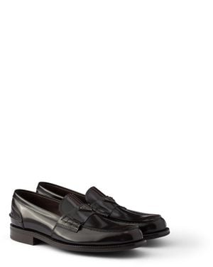 Prada Mocasines De Piel Cepillada, Hombre, Talla 5 - Negro