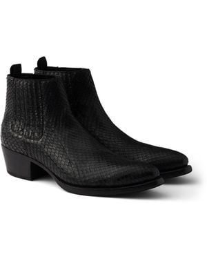 Prada Botas Chelsea De Piel De Pitón, Hombre, Talla 6 - Negro