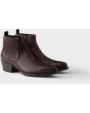 Prada Chelsea Boots Aus Leder - Braun