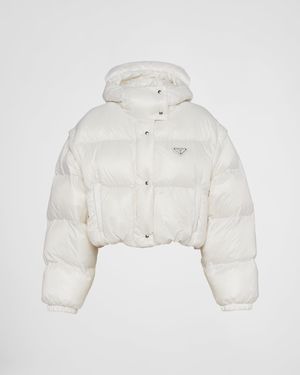 Prada Re-Nylon Cropped Down Jacket - White