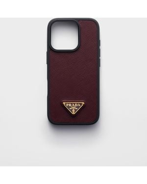 Prada Saffiano Leather Case For Iphone 16 Pro - Red