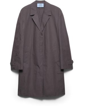Prada Abrigo De Botonadura Simple En Doble Popelín, Mujer, Talla - Gris